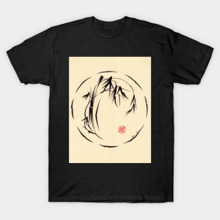 Celestial Bamboo - Enso Ink Brush Pen Bamboo Zen Painting T-Shirt